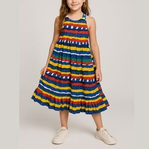 Stella McCartney Striped Dress Halter Pockets Tiered Abstract Pattern Colourful